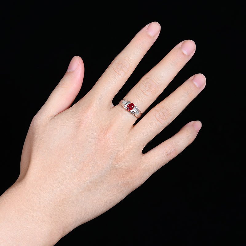 Mozambique Natural pigeon Red Ruby Ring - Style I - Lotus Diamond