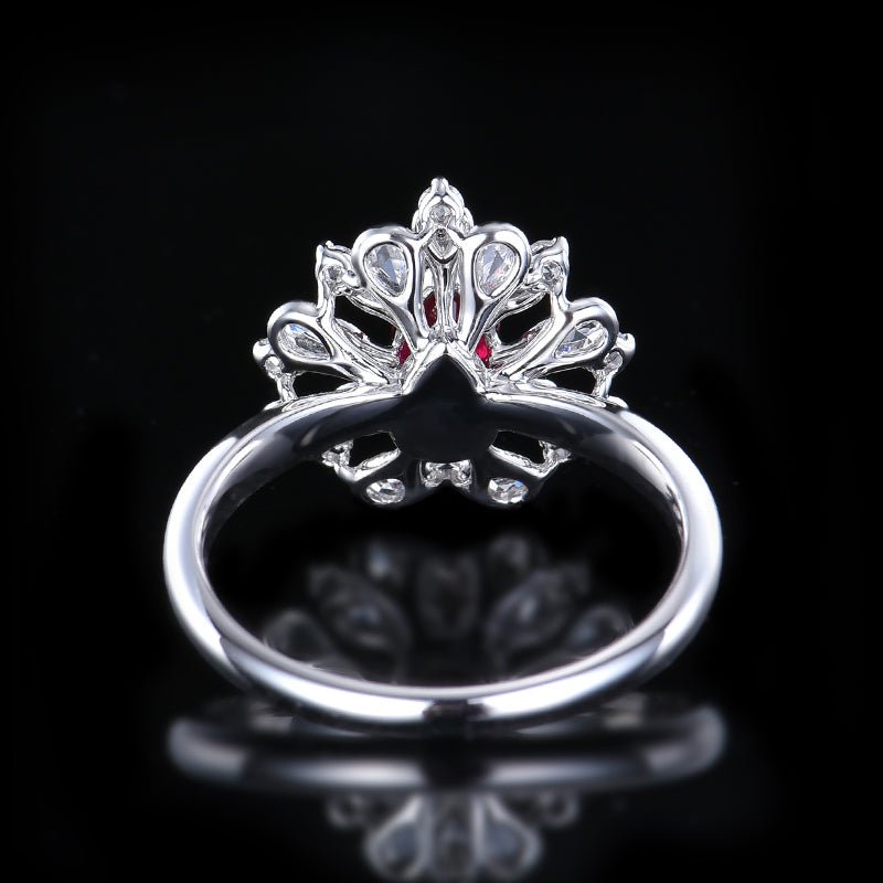 Mozambique Natural Unburned Pigeon Red Ruby Ring - Style H - Lotus Diamond