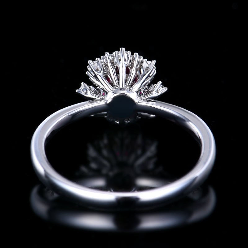 Mozambique Natural unburned Ruby Ring - Style C - Lotus Diamond