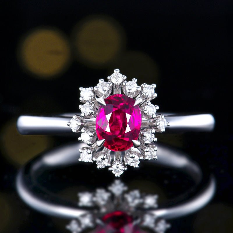 Mozambique Natural unburned Ruby Ring - Style C - Lotus Diamond