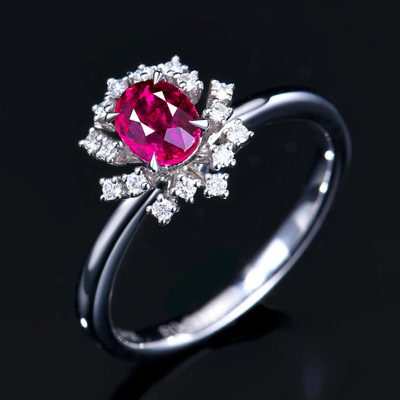 Mozambique Natural unburned Ruby Ring - Style C - Lotus Diamond