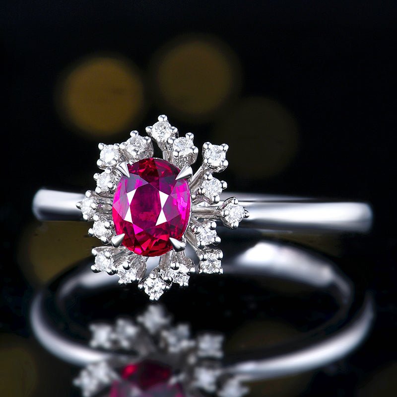 Mozambique Natural unburned Ruby Ring - Style C - Lotus Diamond
