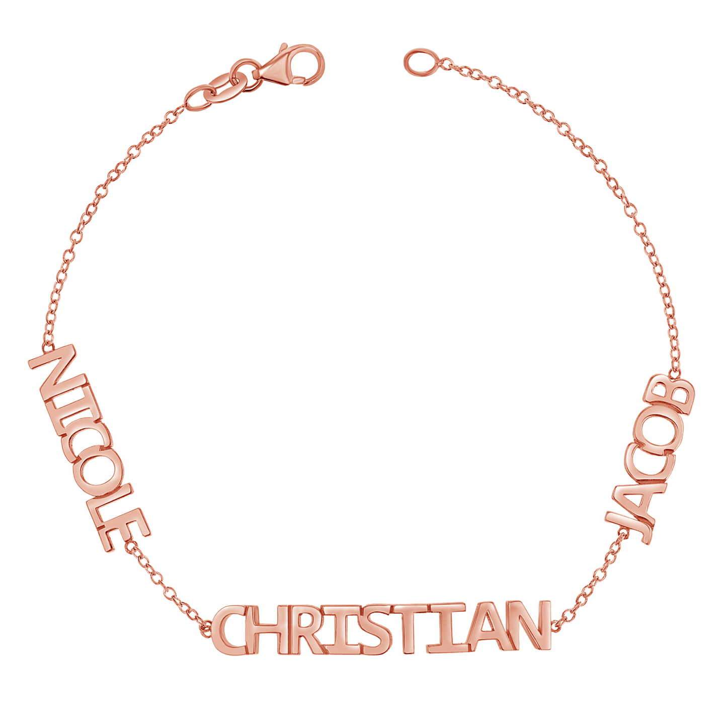 Multi Block Letter Name Bracelet - Lotus Diamond