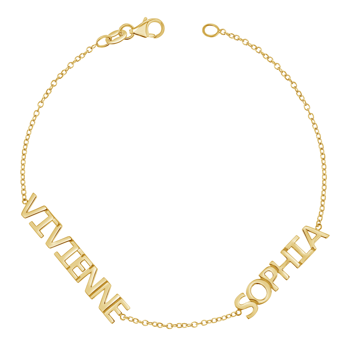 Multi Block Letter Name Bracelet - Lotus Diamond
