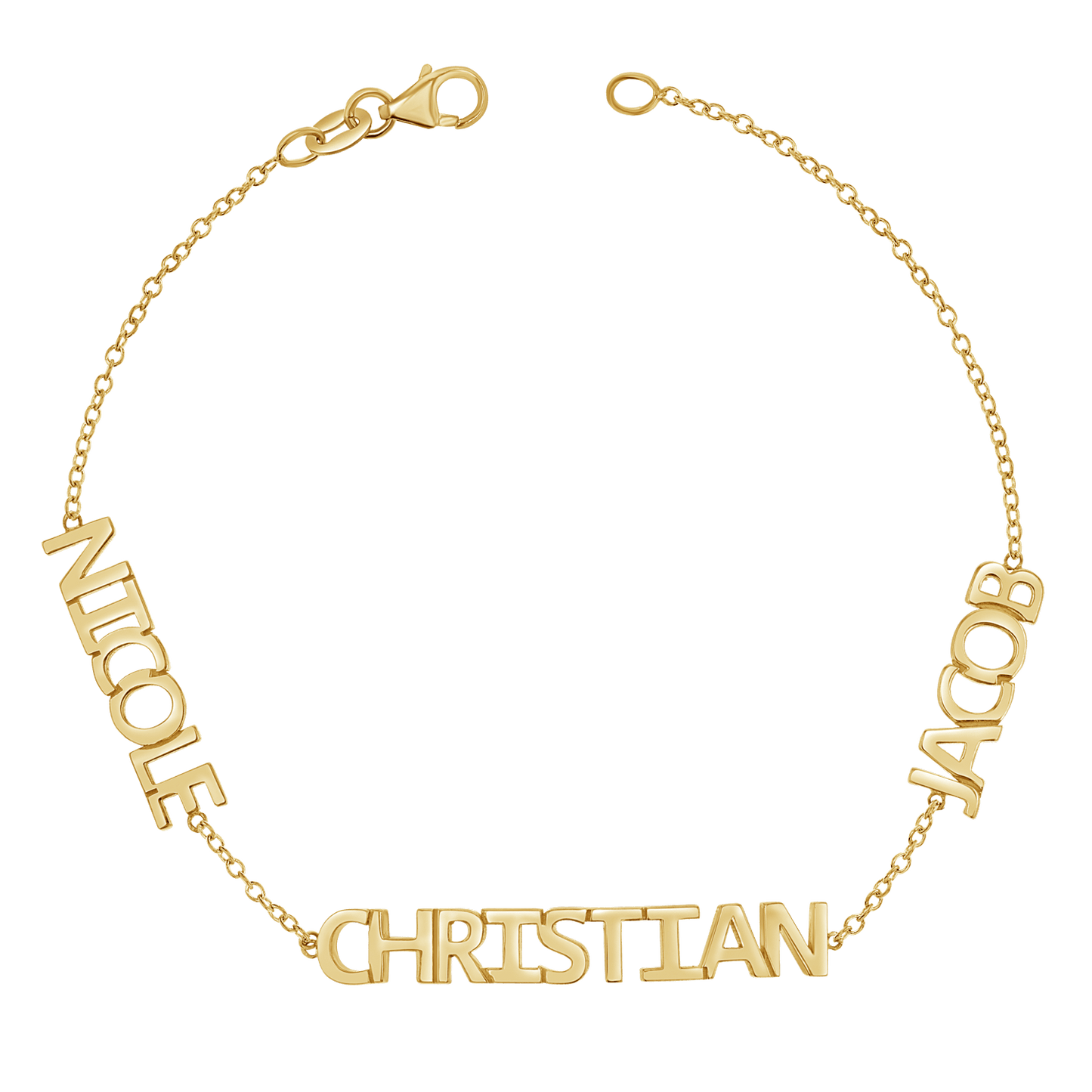 Multi Block Letter Name Bracelet - Lotus Diamond