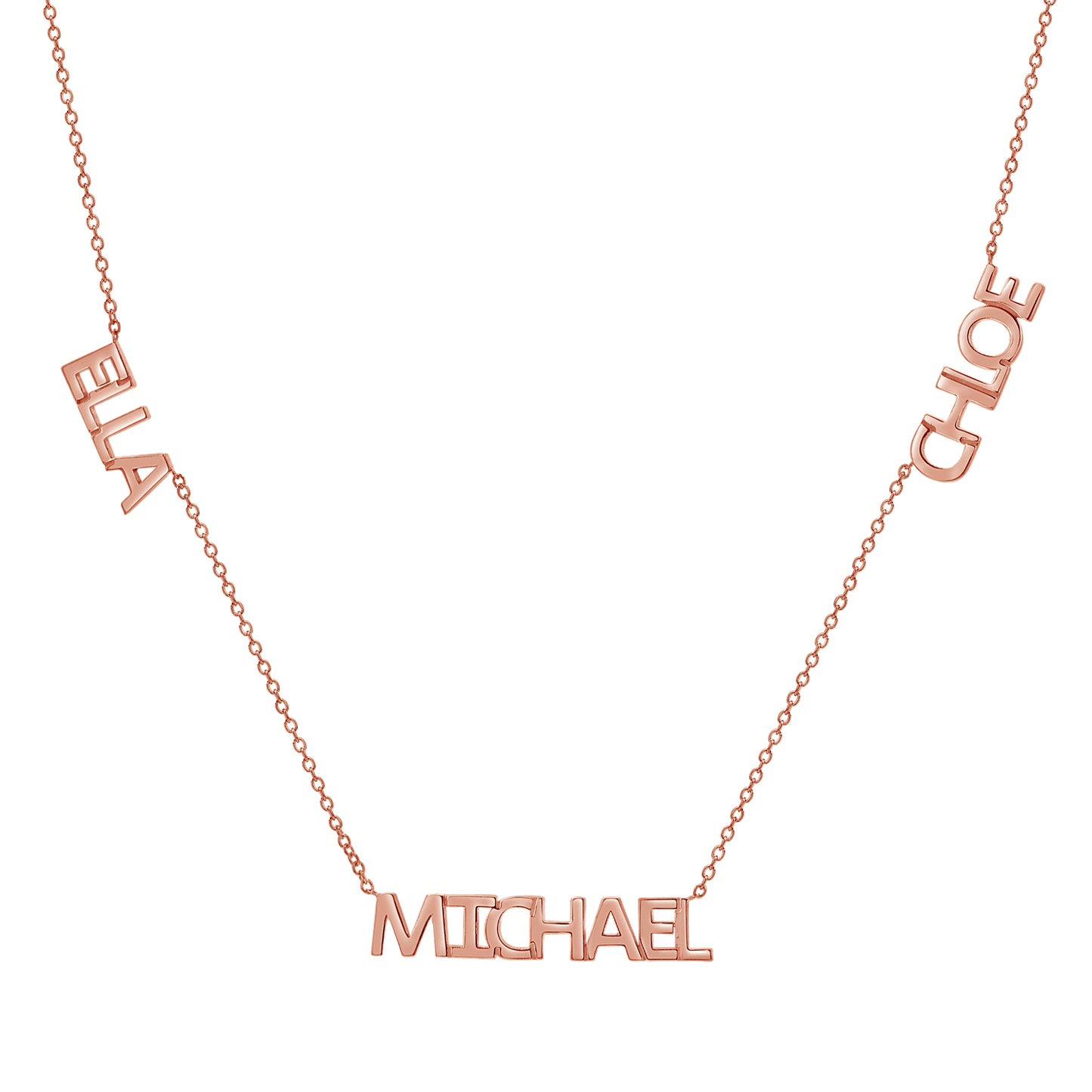 Multi Block Letter Name Necklace - Lotus Diamond