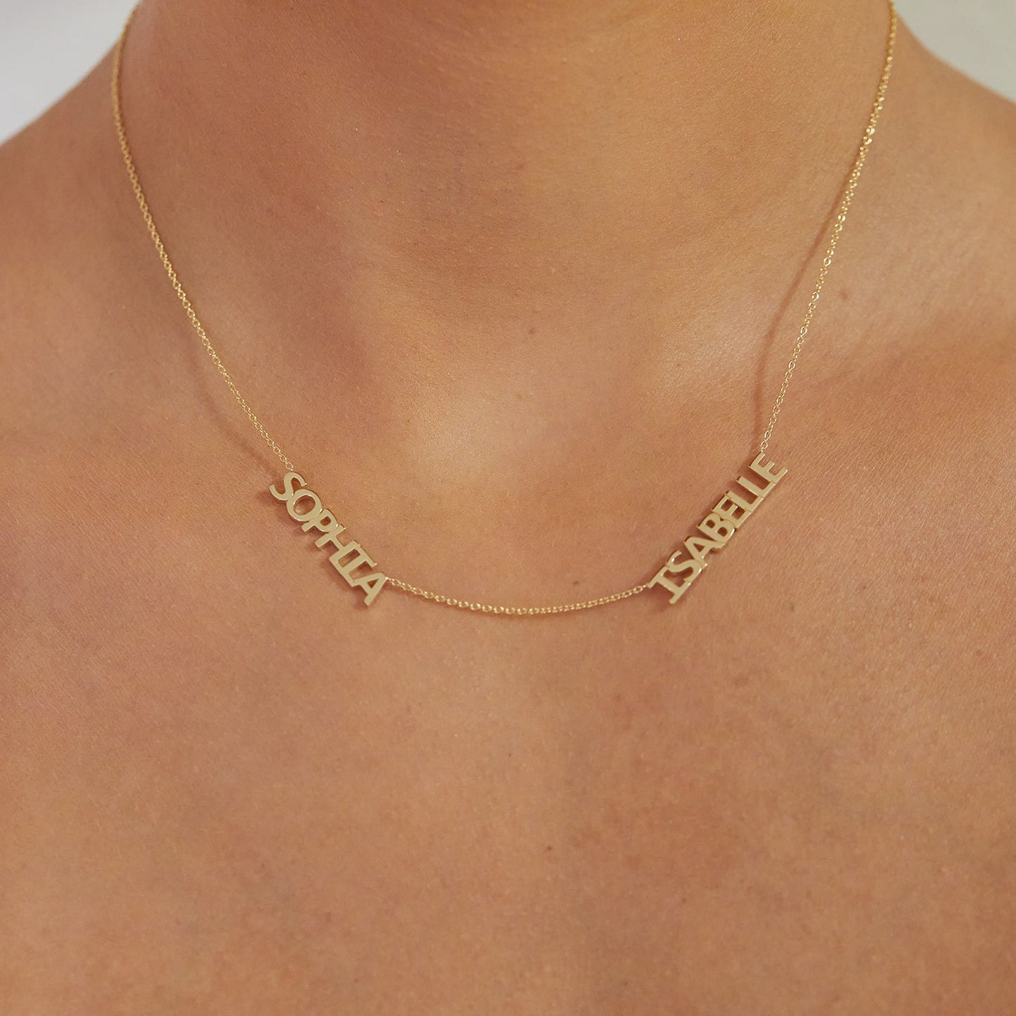Multi Block Letter Name Necklace - Lotus Diamond