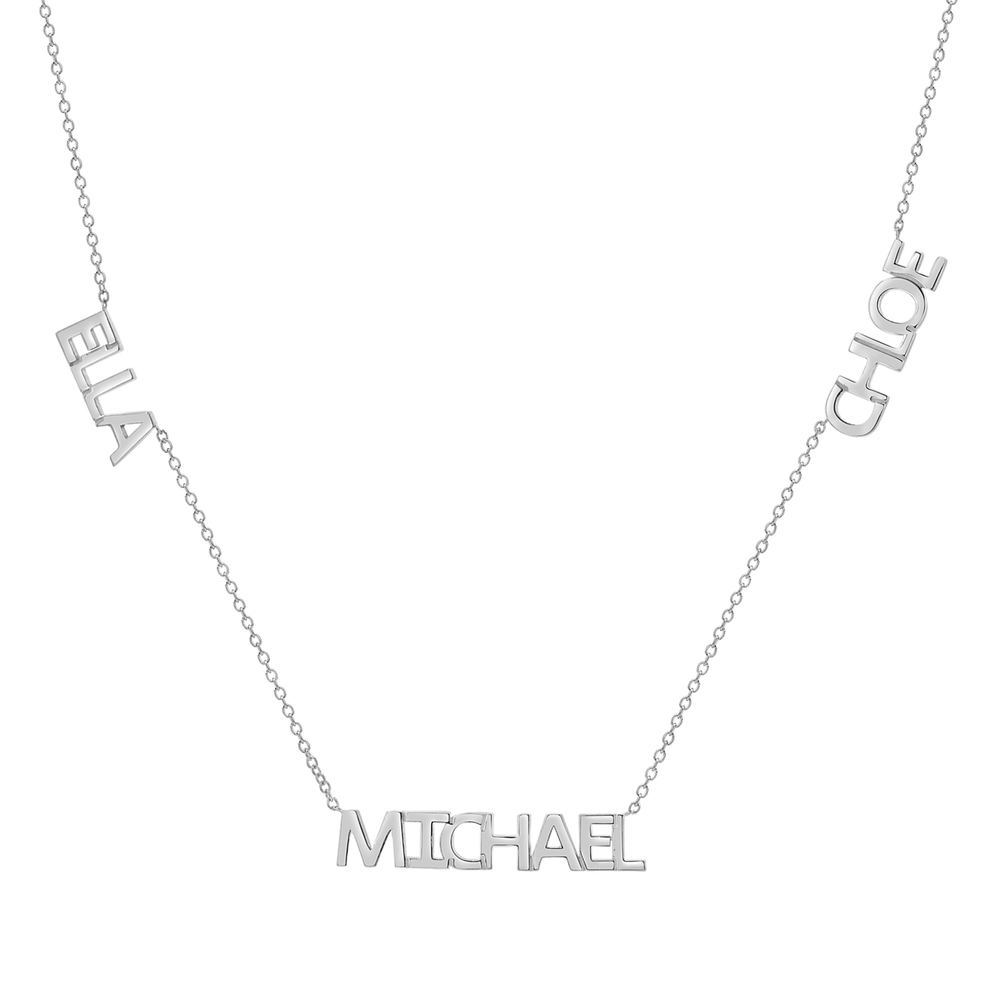 Multi Block Letter Name Necklace - Lotus Diamond
