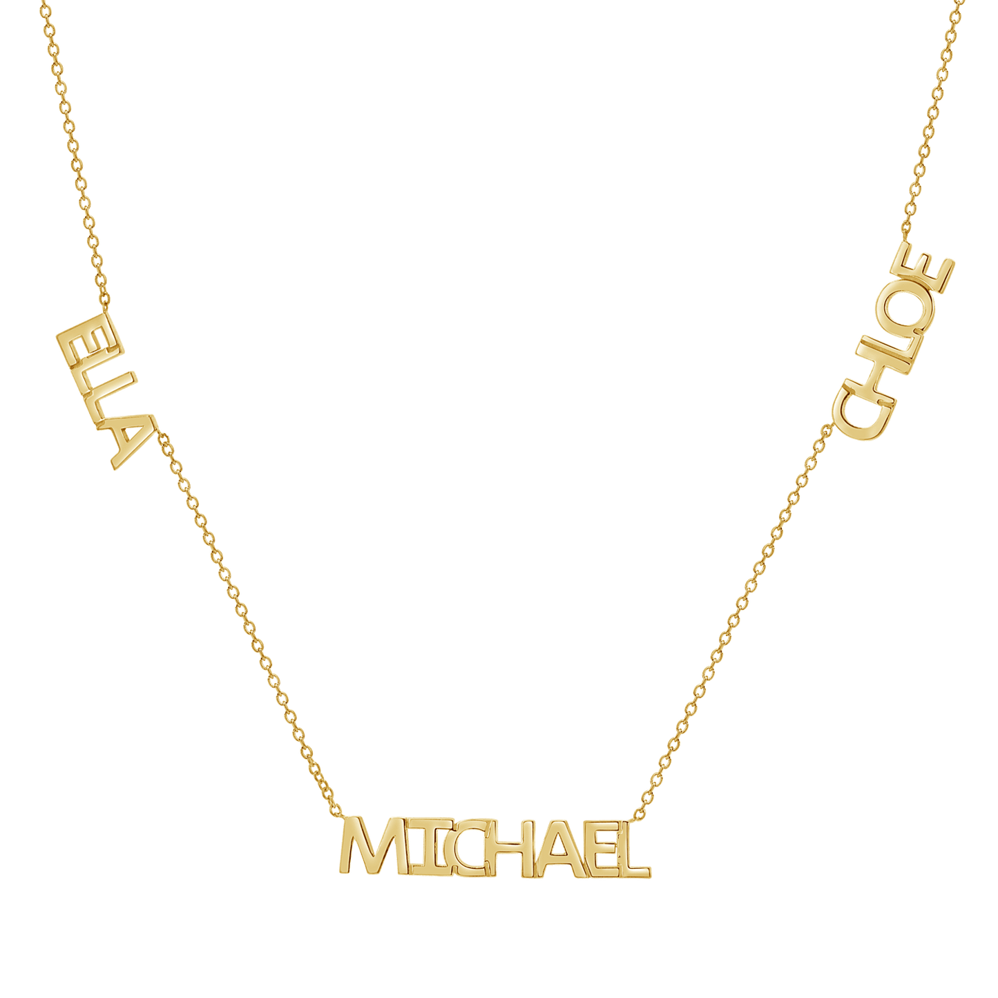 Multi Block Letter Name Necklace - Lotus Diamond