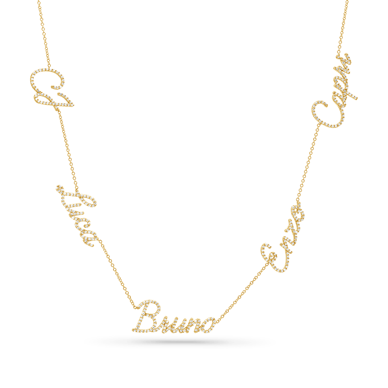 Multi Diamond Custom Script Name Necklace - Lotus Diamond