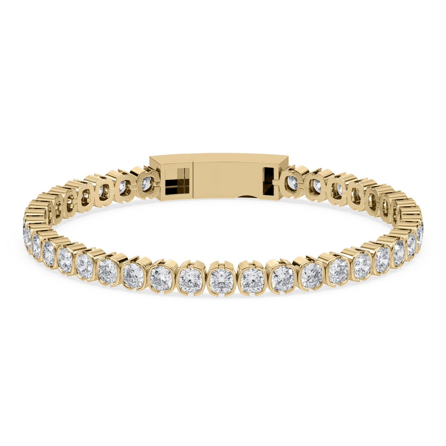 Muse Cushion Lab Diamond Bracelet 14K Yellow Gold 6.25" - Lotus Diamond