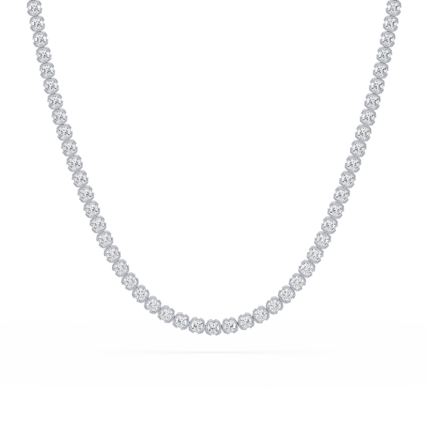 Muse Cushion Lab Diamond Necklace 14K White Gold 15" - Lotus Diamond
