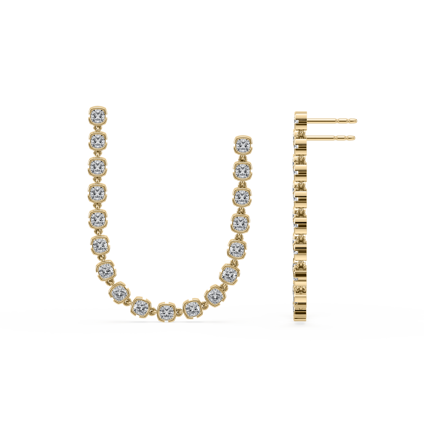 Muse Lab Diamond Cushion Diamond Double Drop Earring - Lotus Diamond