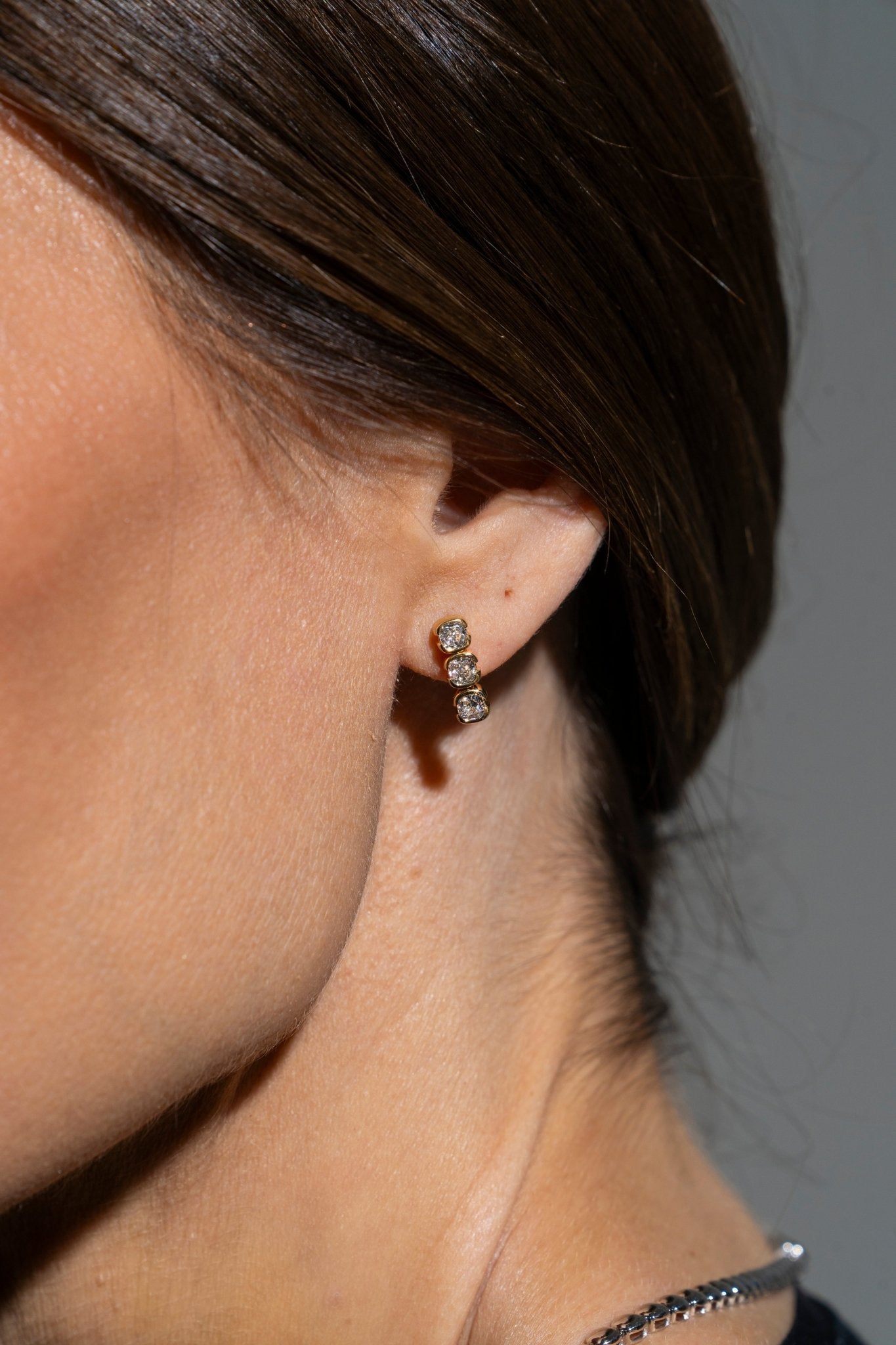 Muse Mini Lab Diamond Cushion Diamond Drop Earring 14K Yellow Single - Lotus Diamond