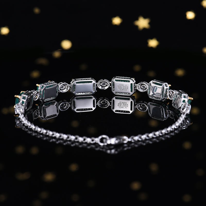 Natural Emerald Bracelet style - C - Lotus Diamond