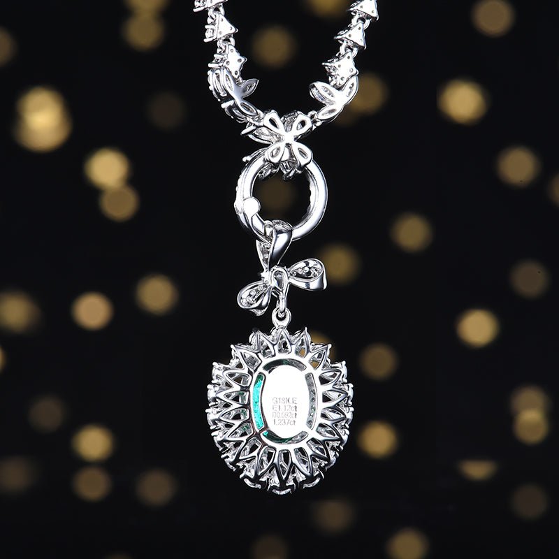 Natural Emerald Pendant - Style G - Lotus Diamond
