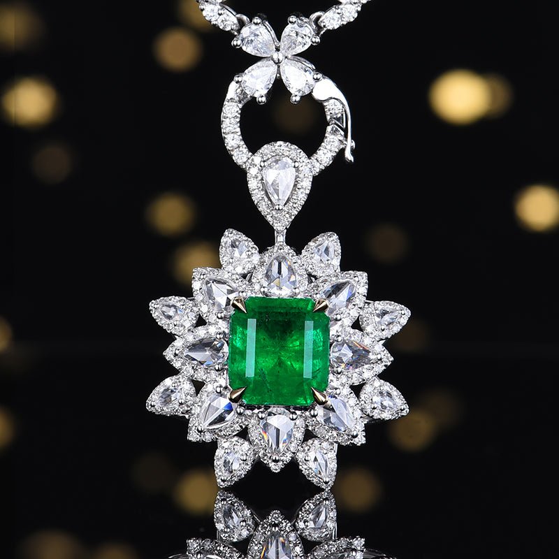 Natural Emerald Ring - Style G - Lotus Diamond