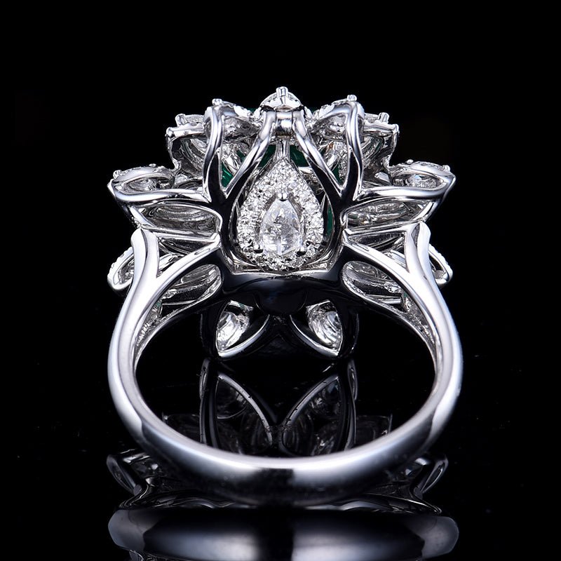 Natural Emerald Ring - Style G - Lotus Diamond