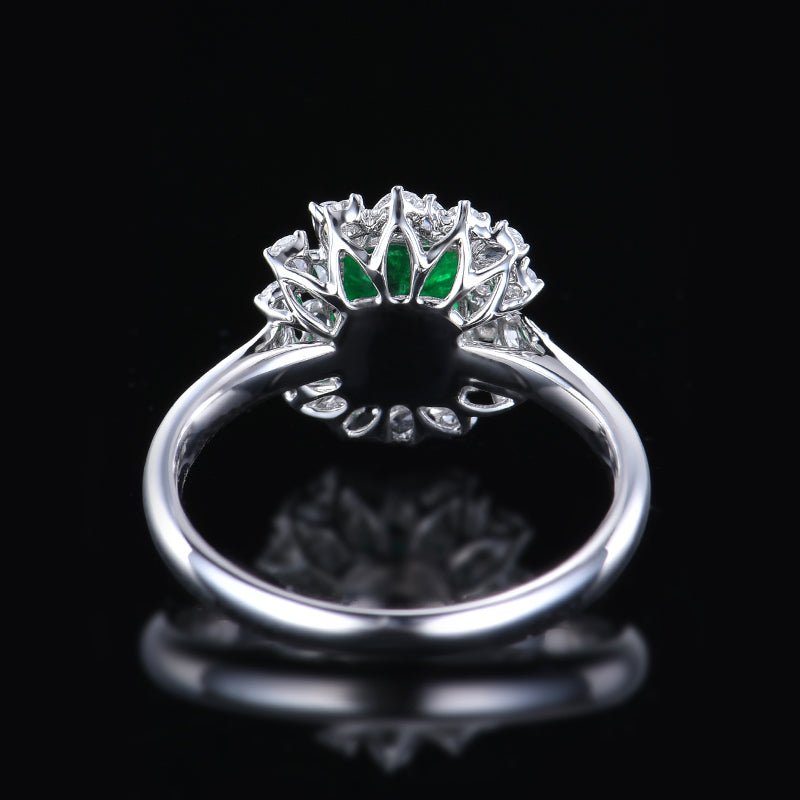 Natural Emerald Ring - Style H - Lotus Diamond