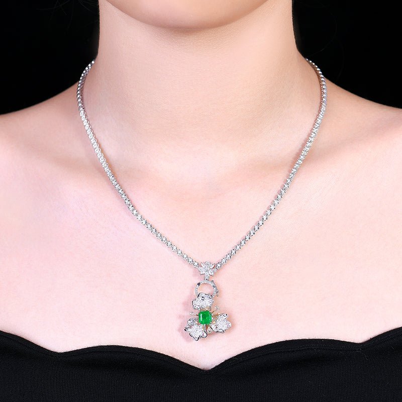 Natural Muzo green Emerald Ring Style - A - Lotus Diamond