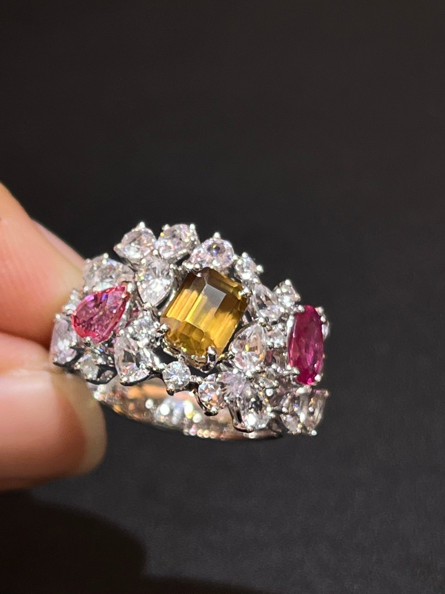 Natural non - burning colored sapphire Ring - Style E - Lotus Diamond