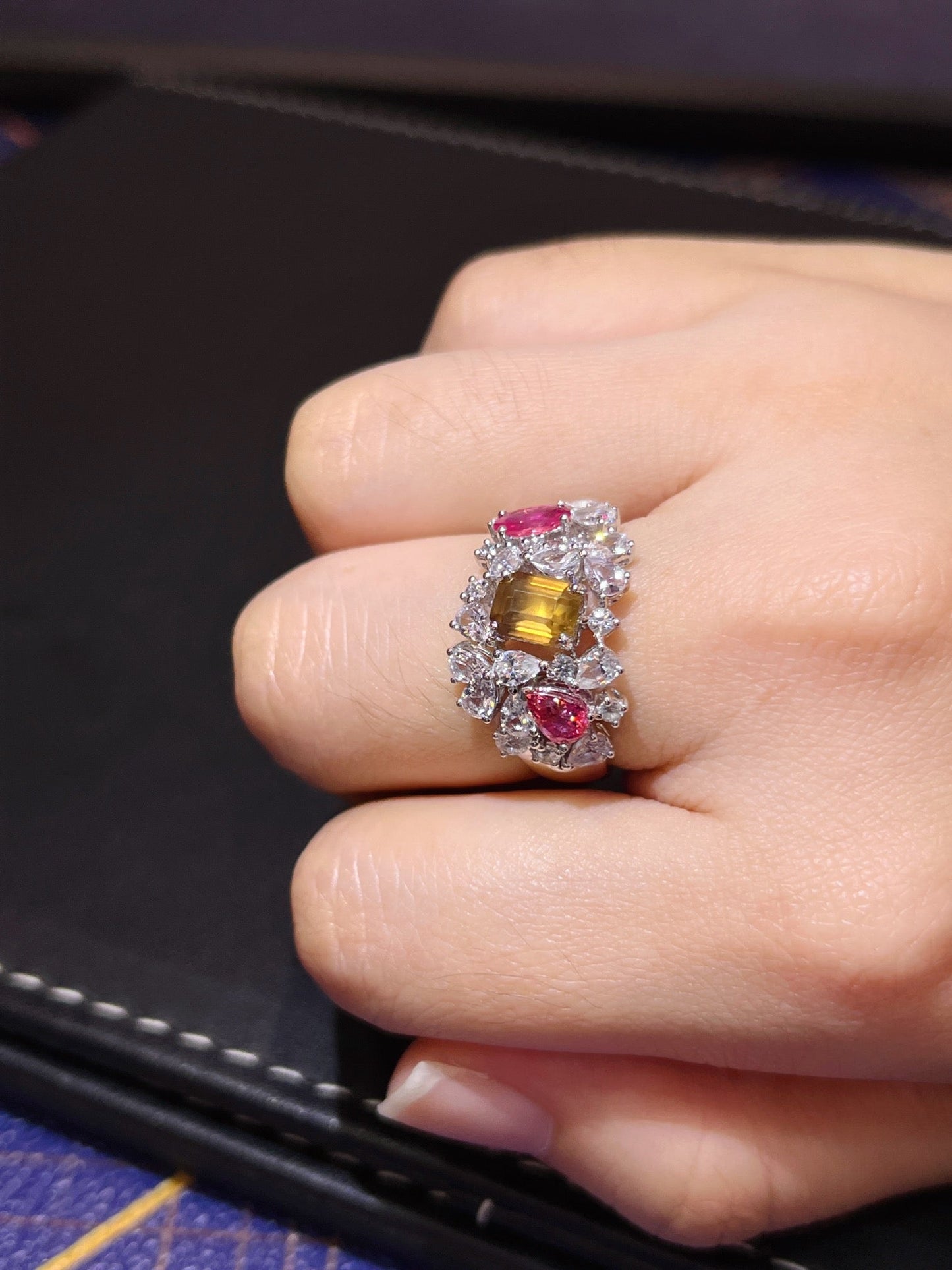 Natural non - burning colored sapphire Ring - Style E - Lotus Diamond