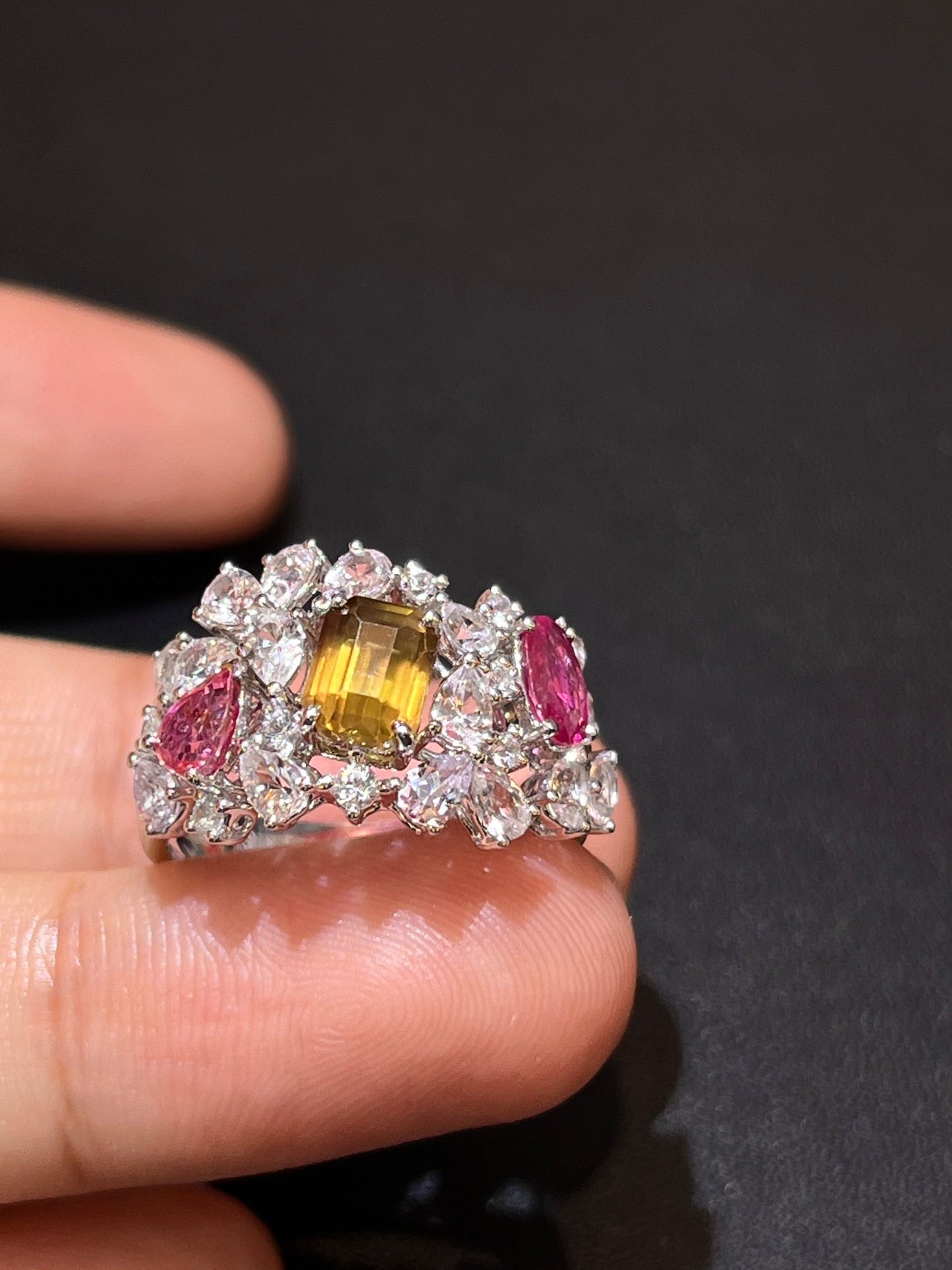 Natural non - burning colored sapphire Ring - Style E - Lotus Diamond