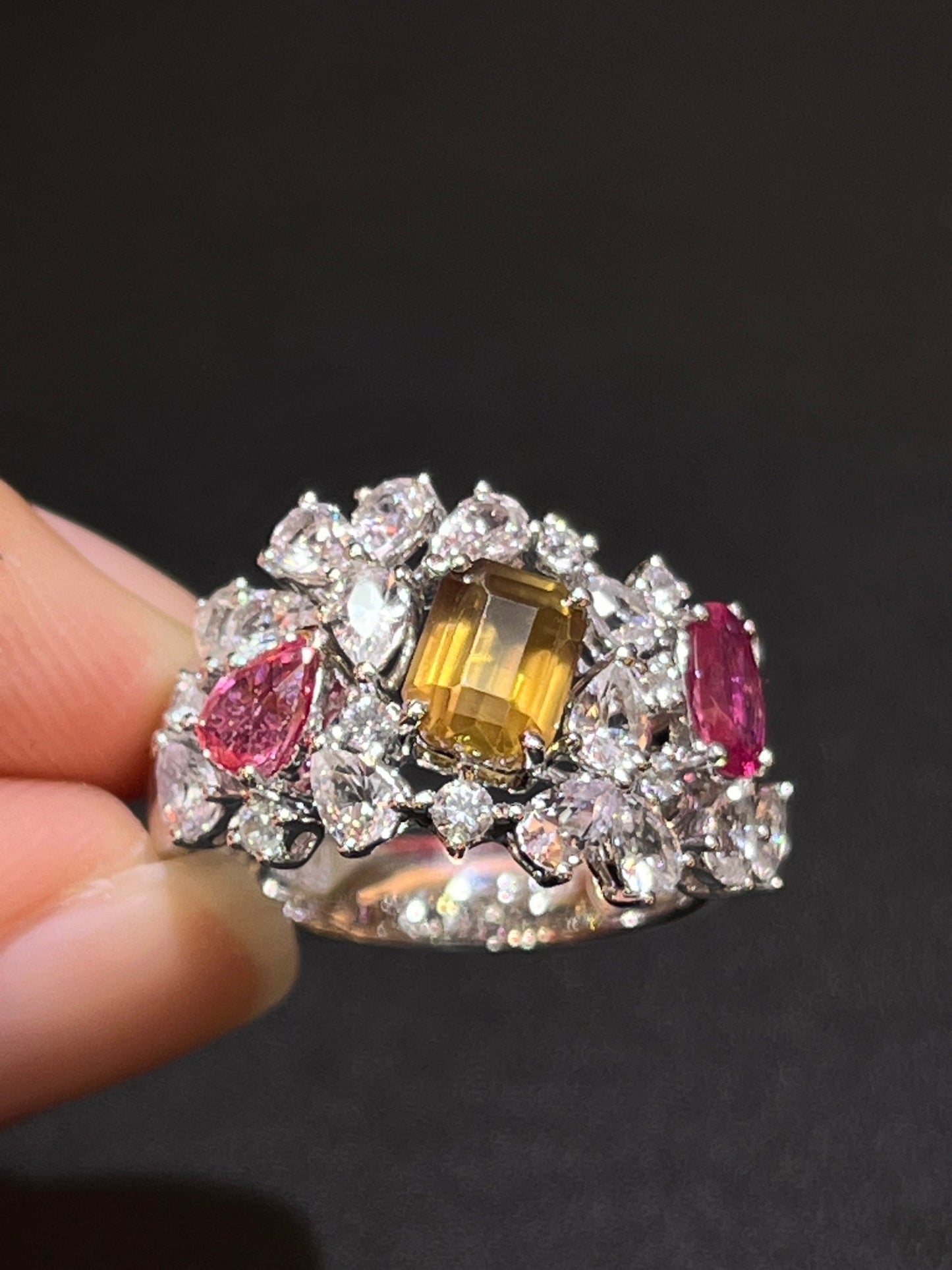 Natural non - burning colored sapphire Ring - Style E - Lotus Diamond