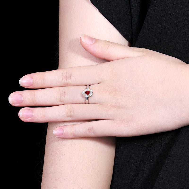 Natural pigeon red Ruby 18K gold Ring - Style F - Lotus Diamond