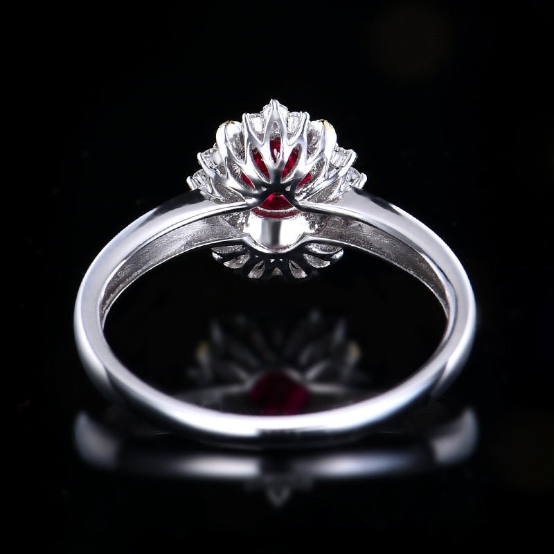 Natural pigeon red Ruby 18K gold Ring - Style F - Lotus Diamond