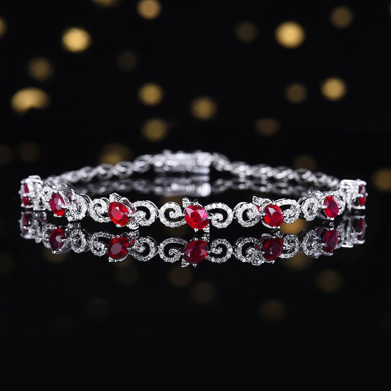 Natural pigeon red Ruby Bracelet Style A - Lotus Diamond