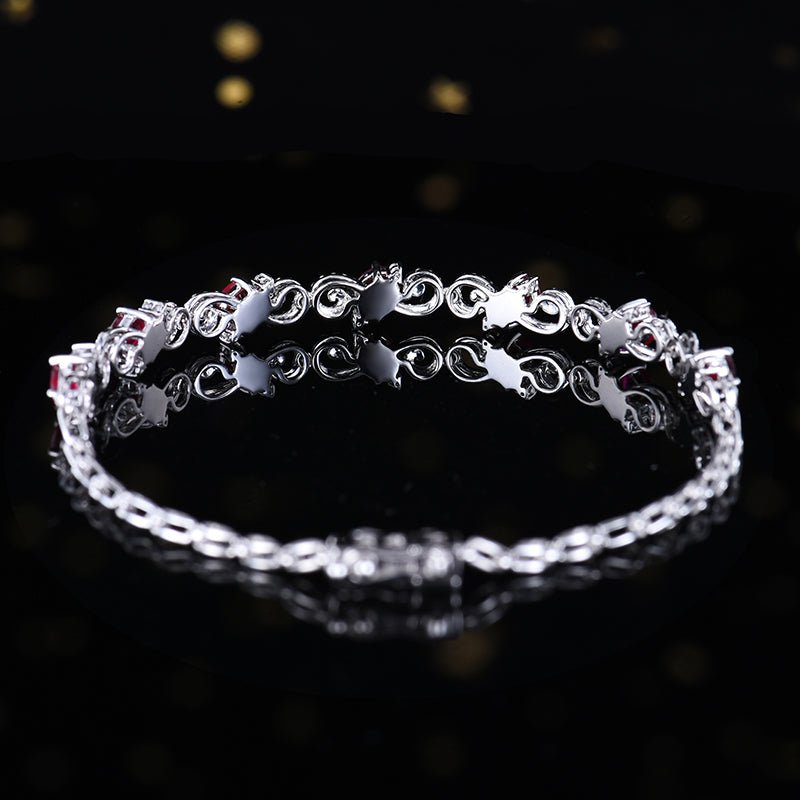 Natural pigeon red Ruby Bracelet Style A - Lotus Diamond