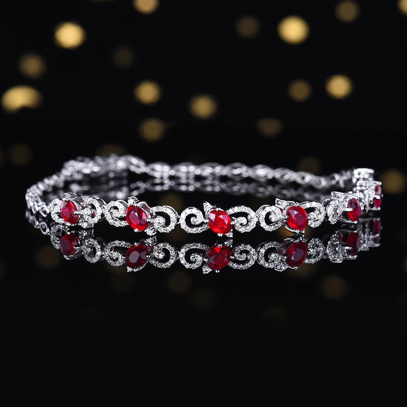 Natural pigeon red Ruby Bracelet Style A - Lotus Diamond
