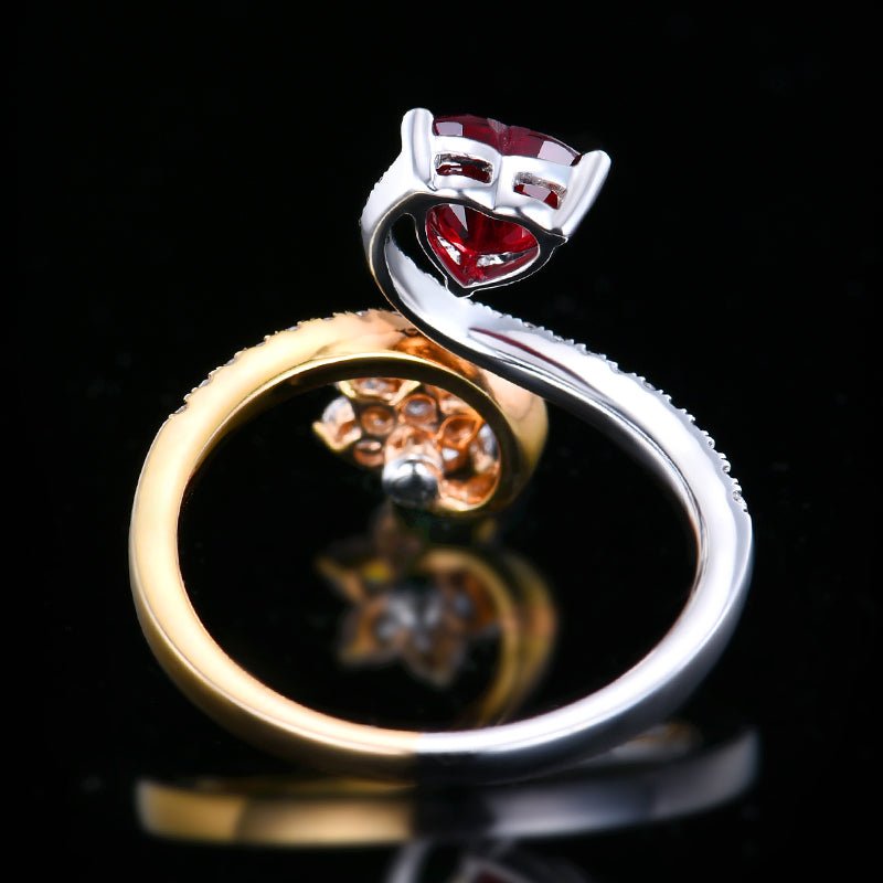 Natural pigeon red ruby ring - heart - Lotus Diamond