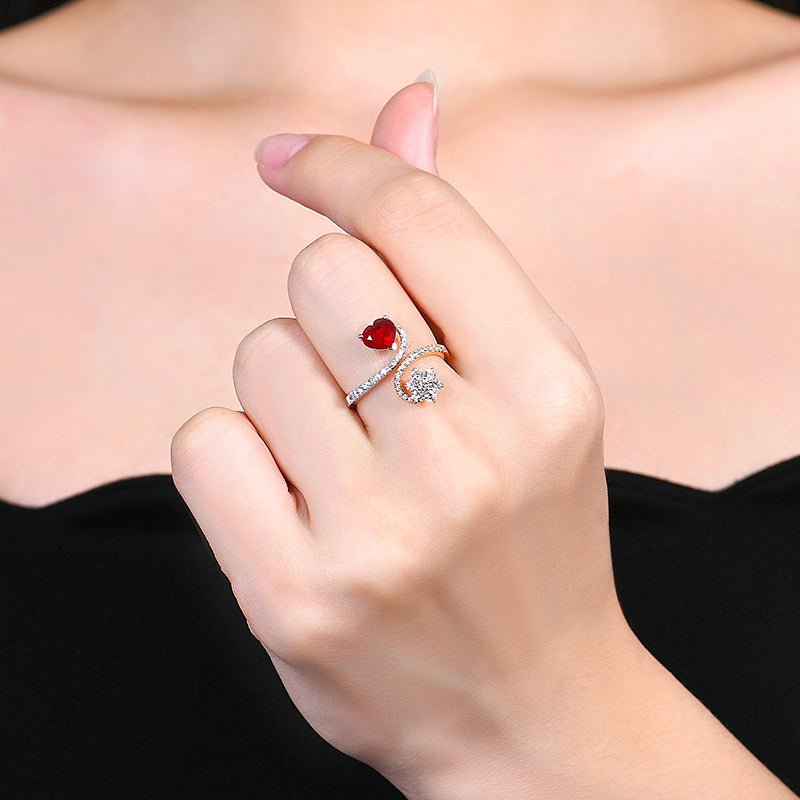 Natural pigeon red ruby ring - heart - Lotus Diamond