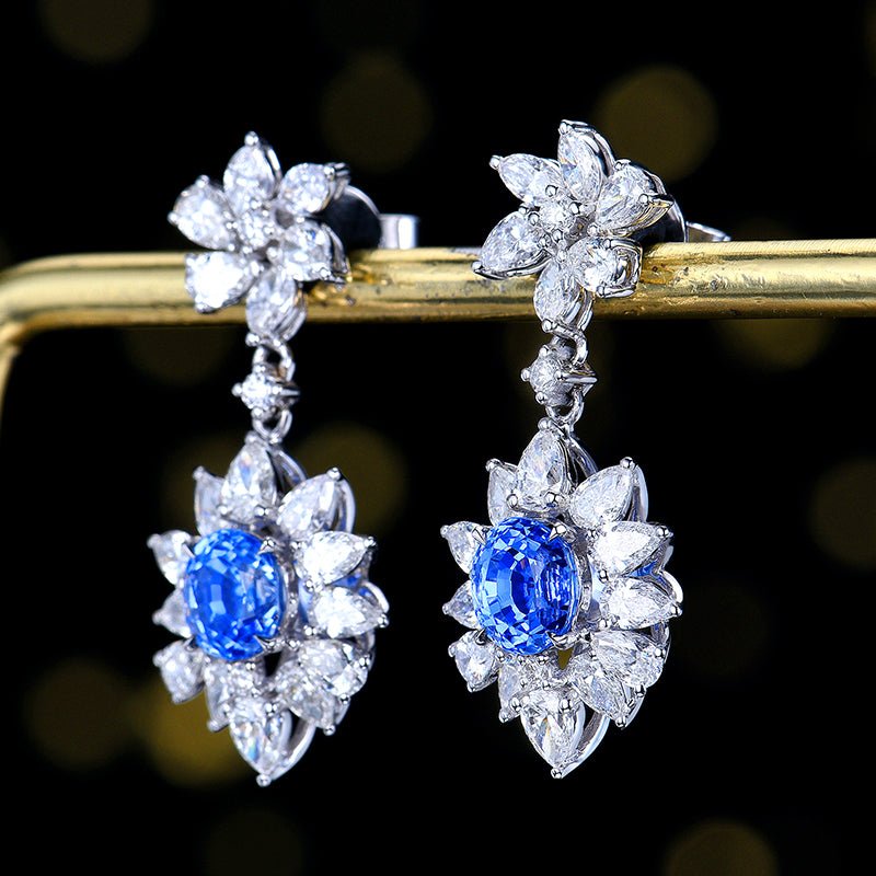 Natural Sapphire Stud earrings - Style H - Lotus Diamond