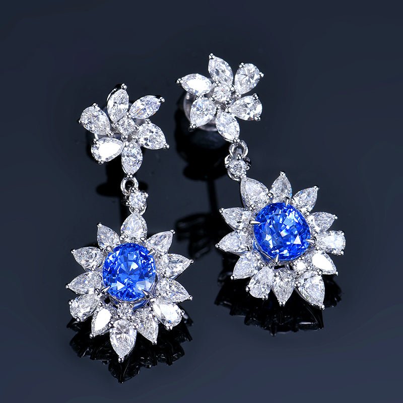 Natural Sapphire Stud earrings - Style H - Lotus Diamond