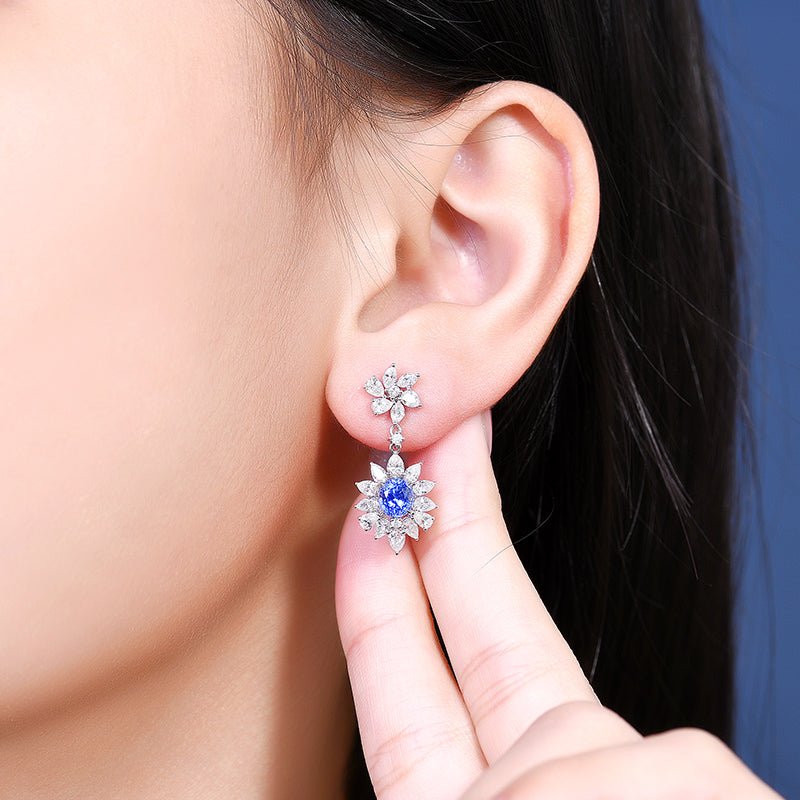 Natural Sapphire Stud earrings - Style H - Lotus Diamond