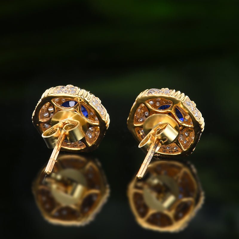 Natural Sri Lankan sapphire stud earrings - Lotus Diamond