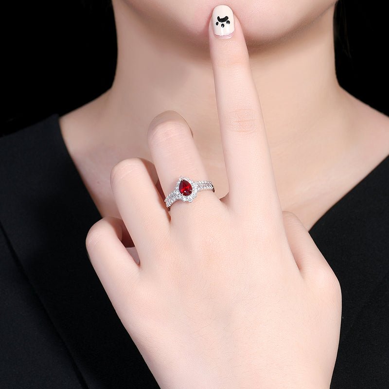 Natural unburned pigeon Red Ruby Ring - Style E - Lotus Diamond