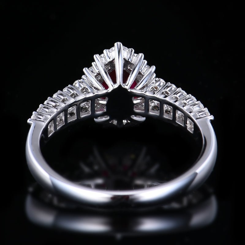 Natural unburned pigeon Red Ruby Ring - Style E - Lotus Diamond