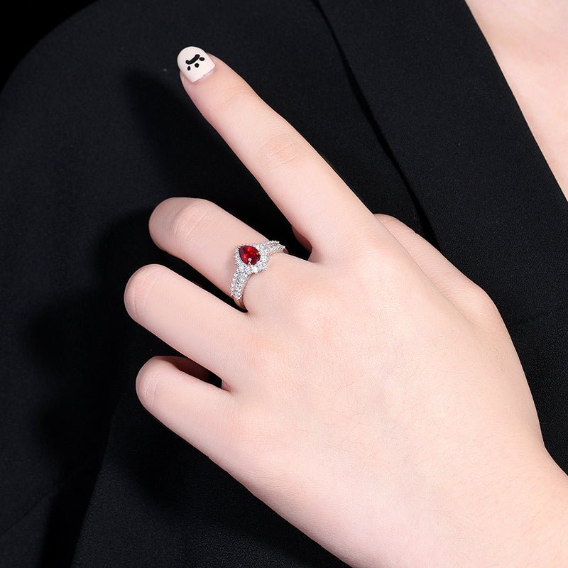 Natural unburned pigeon Red Ruby Ring - Style E - Lotus Diamond