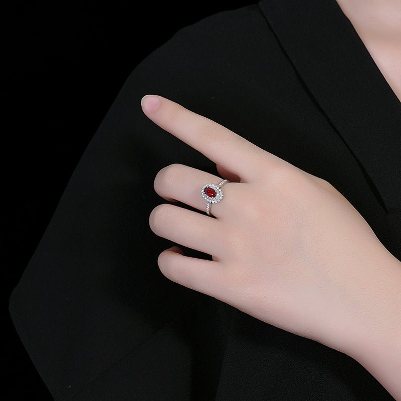 No burned pigeon Red Ruby Ring - Style A+ - Lotus Diamond