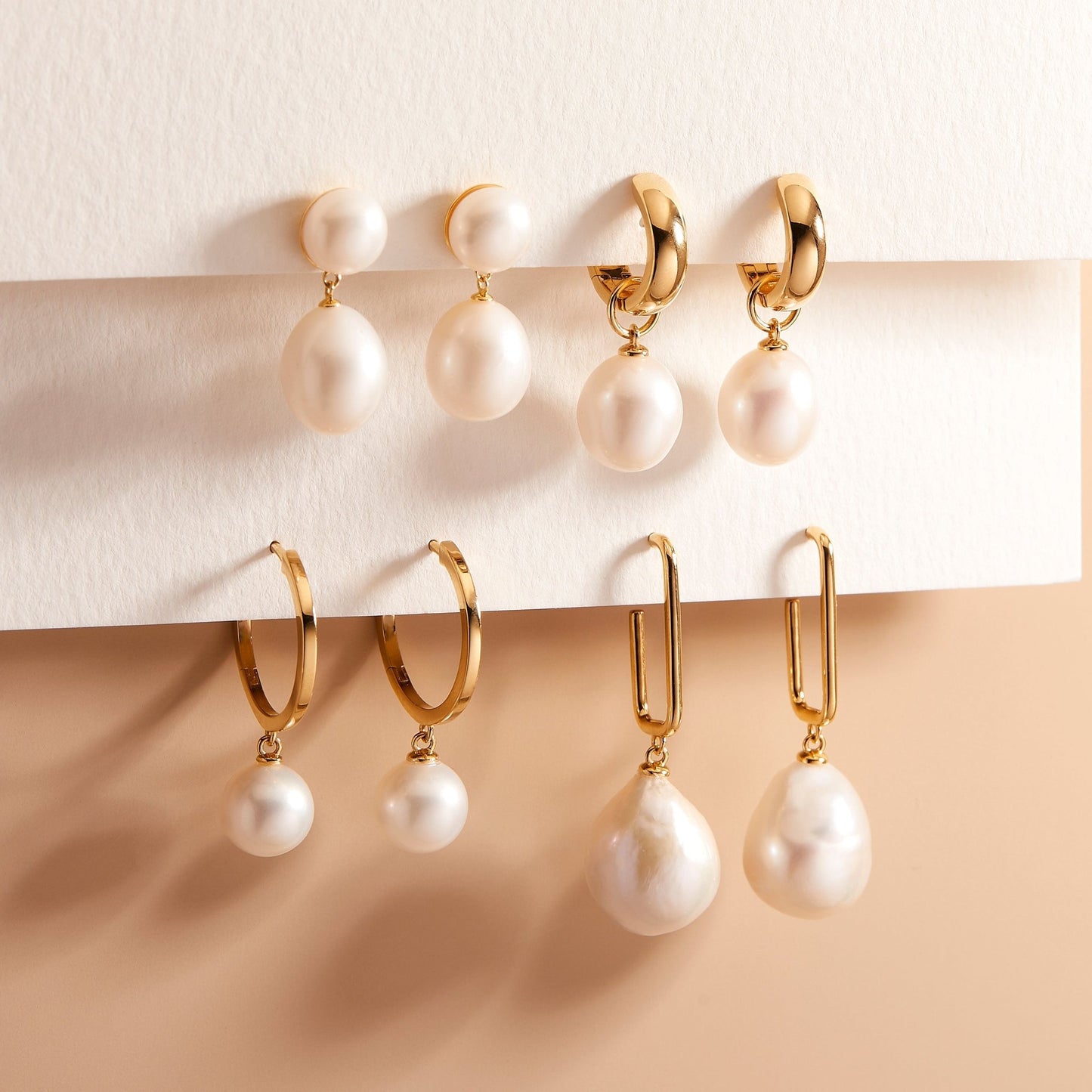 Nora Pearl Hoops - Lotus Diamond