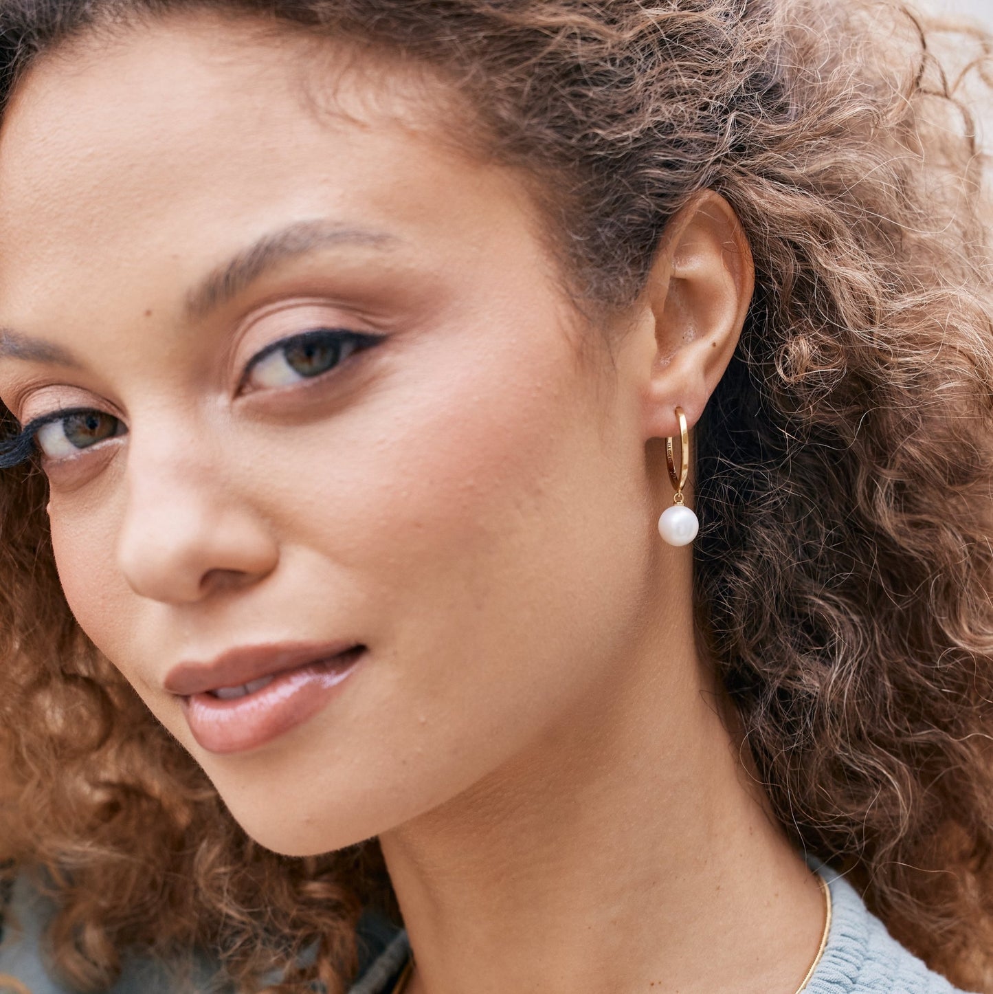 Nora Pearl Hoops - Lotus Diamond