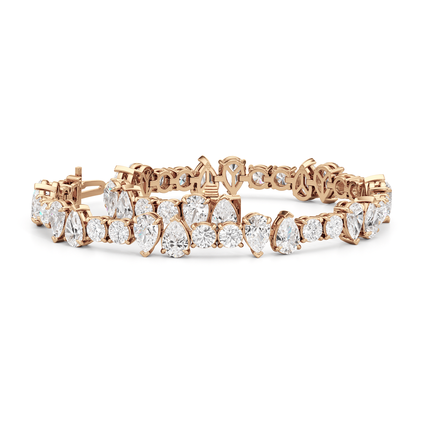 North - South Pear Sequenced Tennis Bracelet - Lotus Diamond
