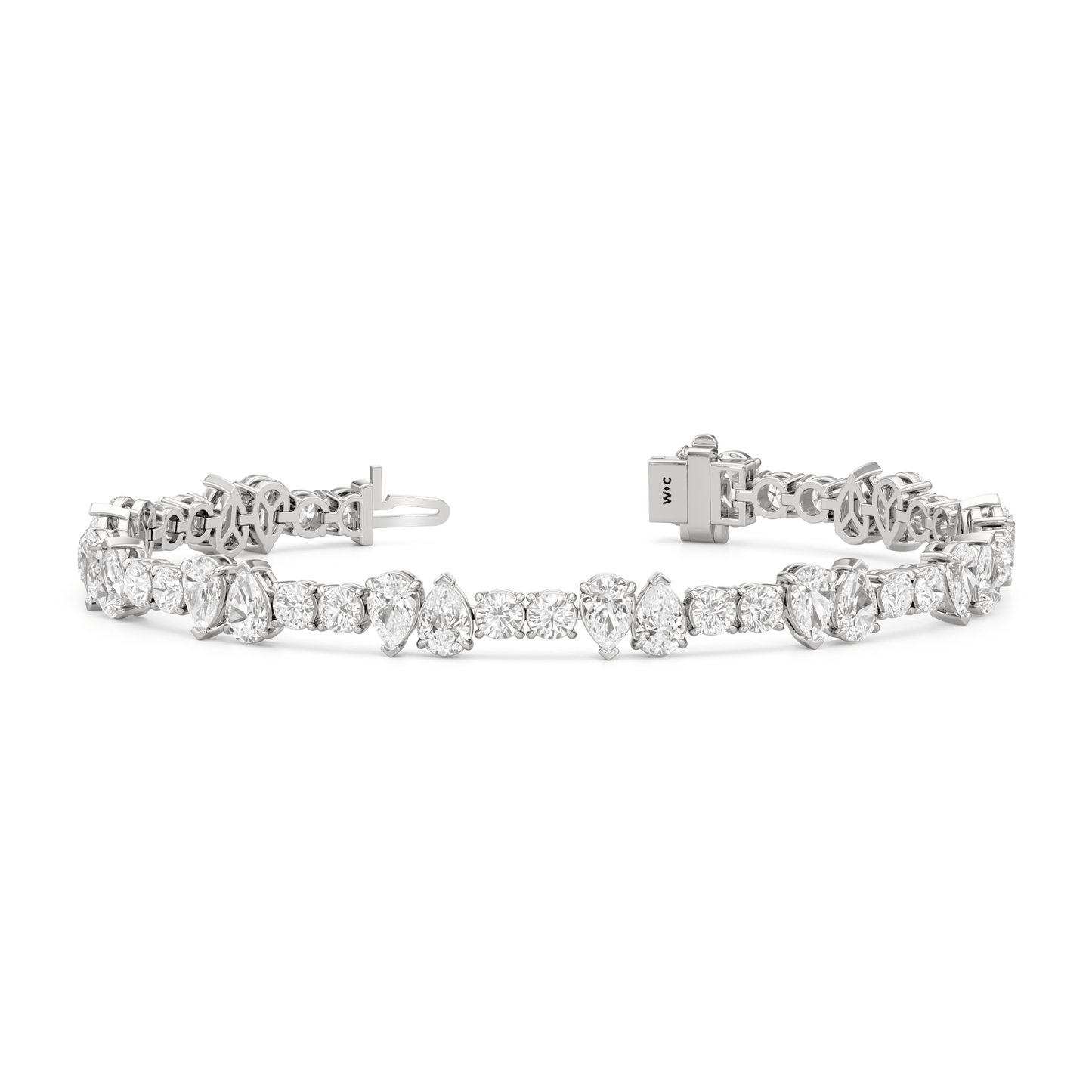 North - South Pear Sequenced Tennis Bracelet - Lotus Diamond