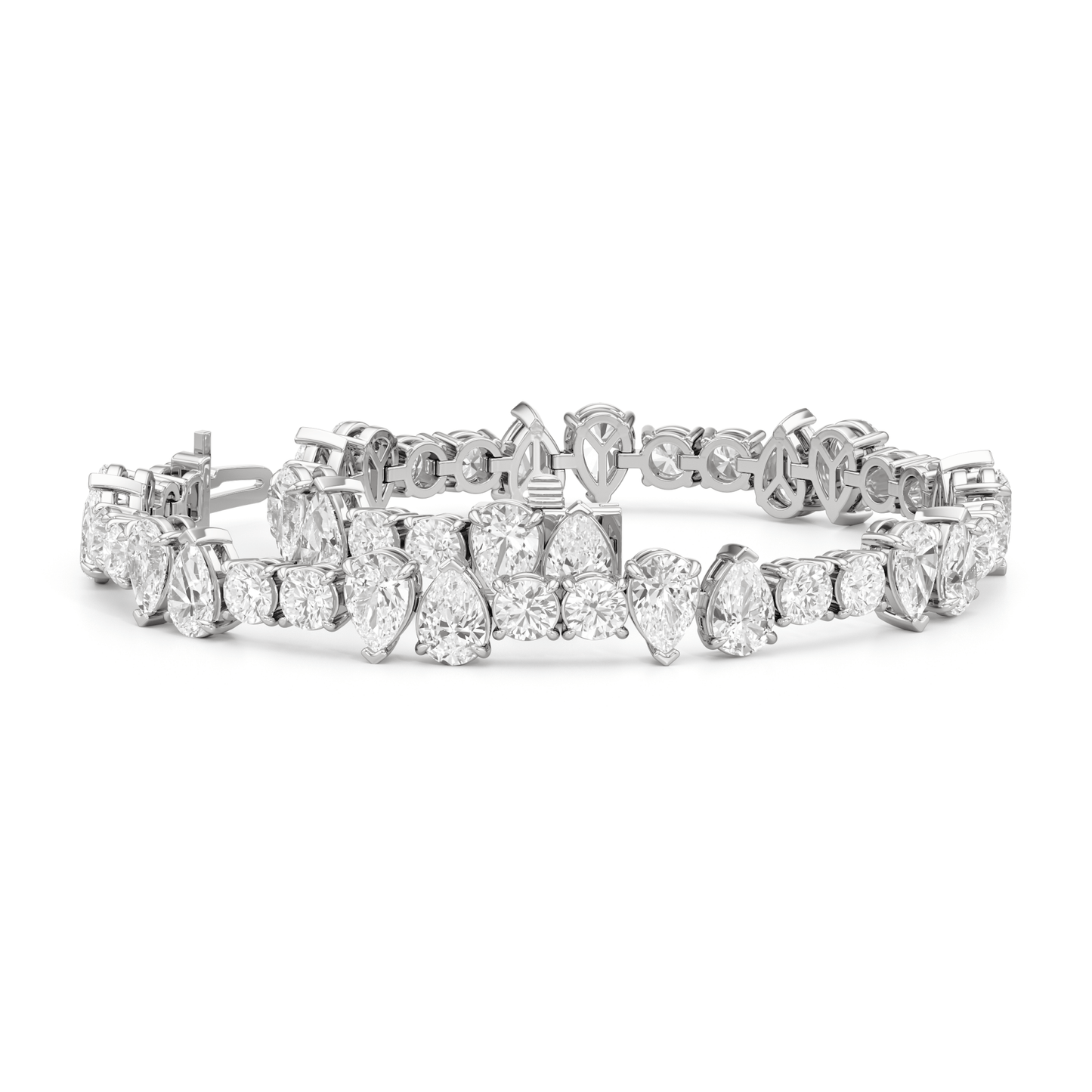 North - South Pear Sequenced Tennis Bracelet - Lotus Diamond