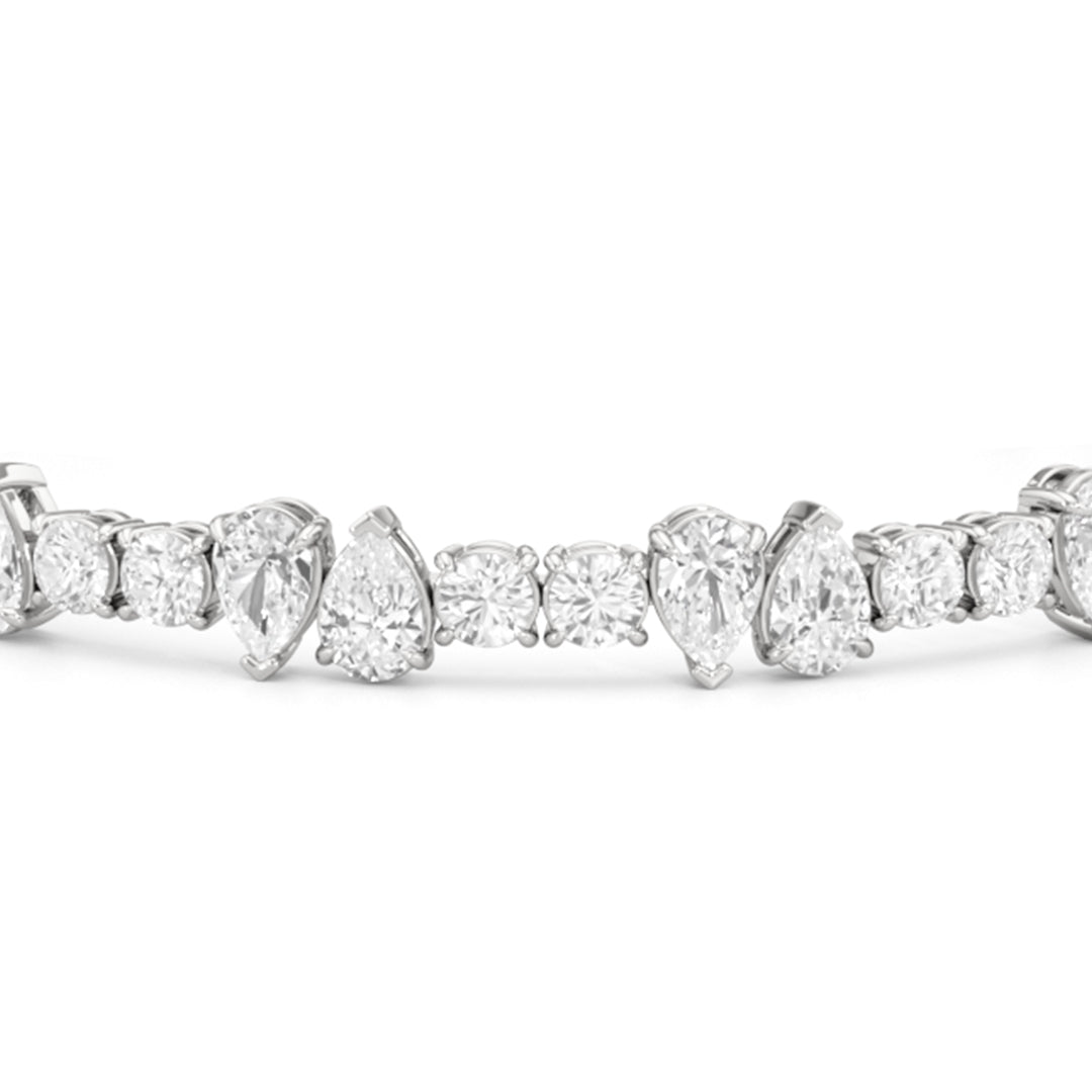North - South Pear Sequenced Tennis Bracelet - Lotus Diamond
