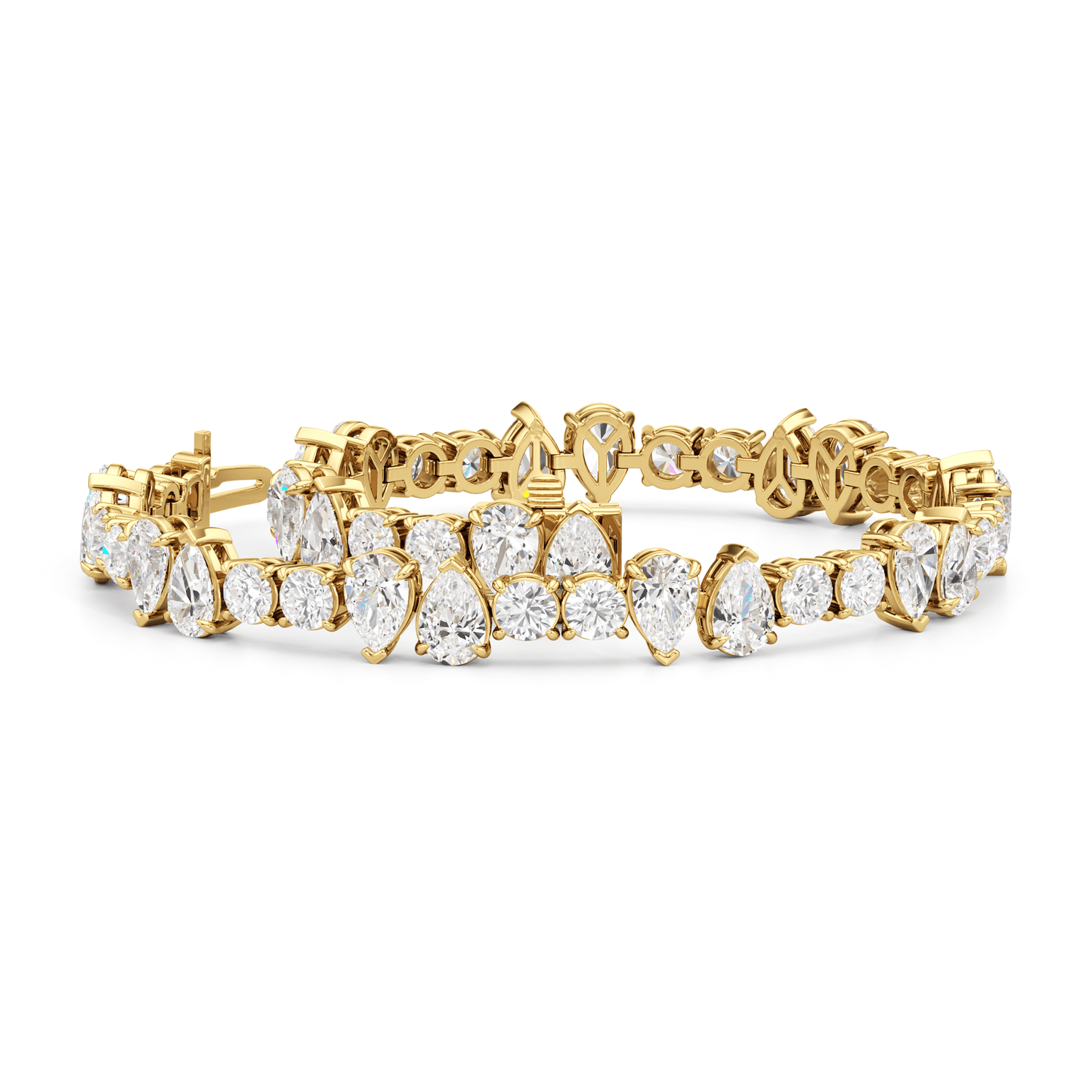 North - South Pear Sequenced Tennis Bracelet - Lotus Diamond